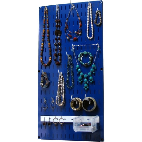 Wall Control Jewelry Organizer Wall Hanging Jewelry Holder Kit Wall Mounted Necklace Organizer Kit in Blue