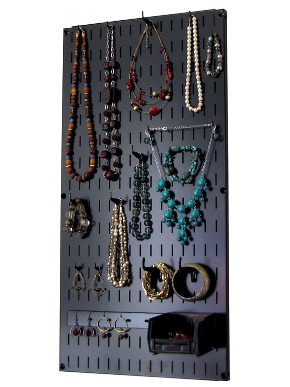 Jewelry Organizer Wall Hanging Jewelry Holder Necklace Rack – Black Wall Mounted Jewelry Organizer System
