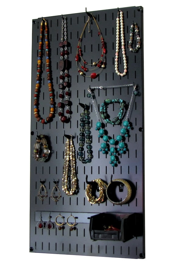 Jewelry Organizer Wall Hanging Jewelry Holder Necklace Rack – Black Wall Mounted Jewelry Organizer System