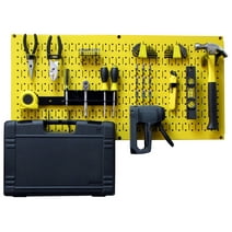Wall Control Modular Pegboard Tool Organizer System - Wall-Mounted Metal Peg Board Tool Storage Unit for Pegboard Tiling (Yellow Pegboard)