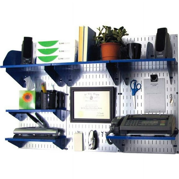 Wall Control B1296670 Office Wall Mount Desk Storage & Organization Kit, Galvanized Blue - 48 x 32 x 12 in.