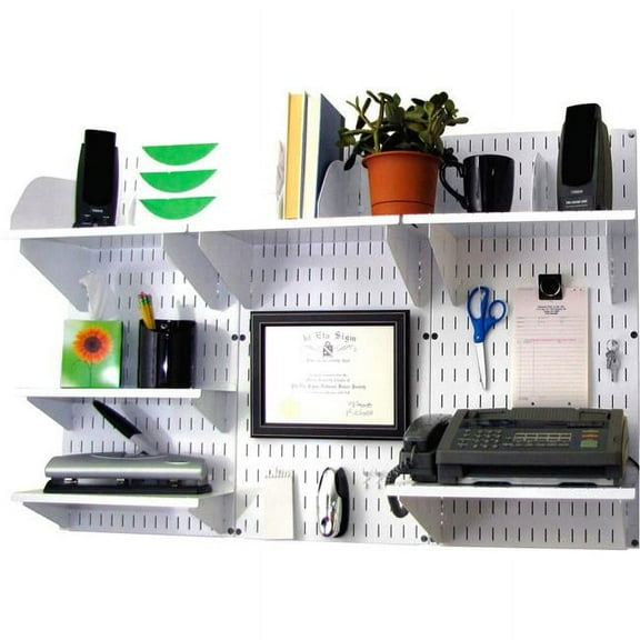Wall Control B1296664 Office Wall Mount Desk Storage & Organization Kit, White - 48 x 32 x 12 in.