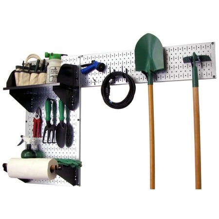 Wall Control Pegboard Garden Tool Board Organizer with Metallic Pegboard and Black Accessories