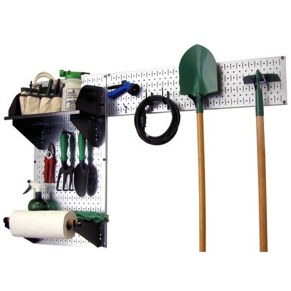 Wall Control Pegboard Garden Tool Board Organizer with Metallic Pegboard and Black Accessories