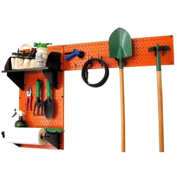 Wall Control Pegboard Garden Tool Board Organizer with Orange Pegboard and Black Accessories