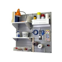 Wall Control Pegboard Hobby Craft Pegboard Organizer Storage Kit with Gray Pegboard and White Accessories