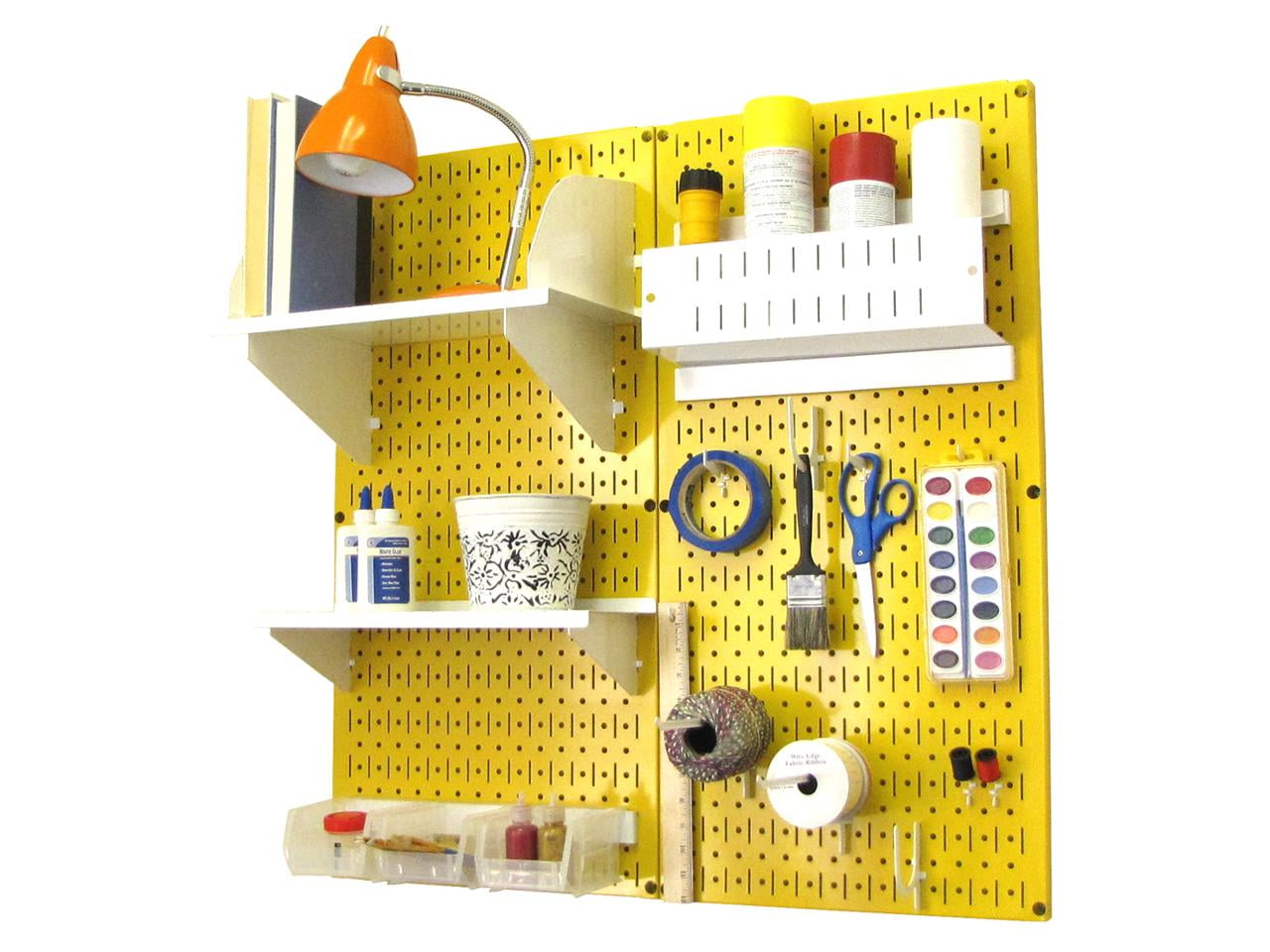 Wall Control Hobby Craft Pegboard Organizer Storage Kit; Yellow and White