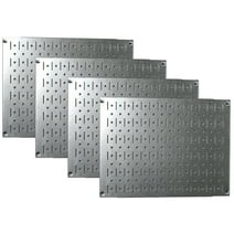 Wall Control Pegboard Wall Organizer Tiles - Wall Control Modular Galvanized Steel Pegboard Tiling Set - Four 12-Inch Tall x 16-Inch Wide Peg Board Panel Wall Storage Tiles - Easy to Install (Metallic)