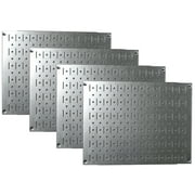 Wall Control Pegboard Wall Organizer Tiles - Wall Control Modular Galvanized Steel Pegboard Tiling Set - Four 12-In Tall x 16-In Wide Peg Board Panel Wall Storage Tiles - Easy to Install (Metallic)