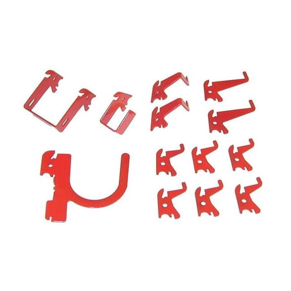 Wall Control Slotted Tool Board Hook Kit,13 Piece,Red 35-K-BASRD