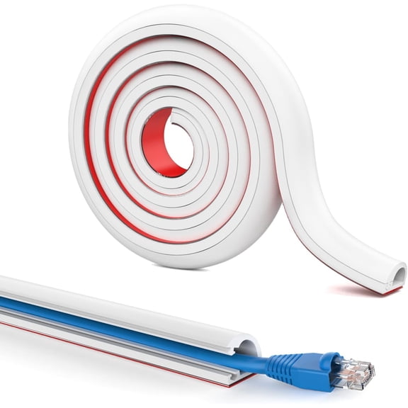 Wall Cord Hider 78 Inch, Self Adhesive Cable Cover for Wires, Flexible Wire Raceway Management W0.59 H0.39in White