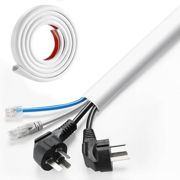 Wall Cord Hider 78 Inch - Self-Adhesive Wire Cover Cable Raceway Flexible PVC Home Wall Mount TV Cable Concealer Pet Cord Protector Management, Protect Cat Dog from Chewing, W 1.2" H 0.5"