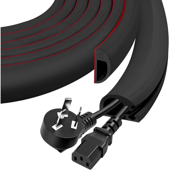 Wall Cord Hider, Flexible Self-Adhesive Wire Cover, Side-Open Cable Raceway for Cords on Wall, Concealer Mounted TV, Home Theater & Office (Black, Large -118inch)