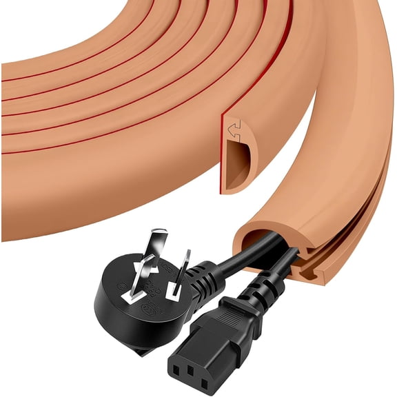 Wall Cord Hider, Flexible Self-Adhesive Wire Cover, Side-Open Cable Raceway for Cords on Wall, Concealer Mounted TV, Home Theater & Office (Light Brown, Large -118inch)