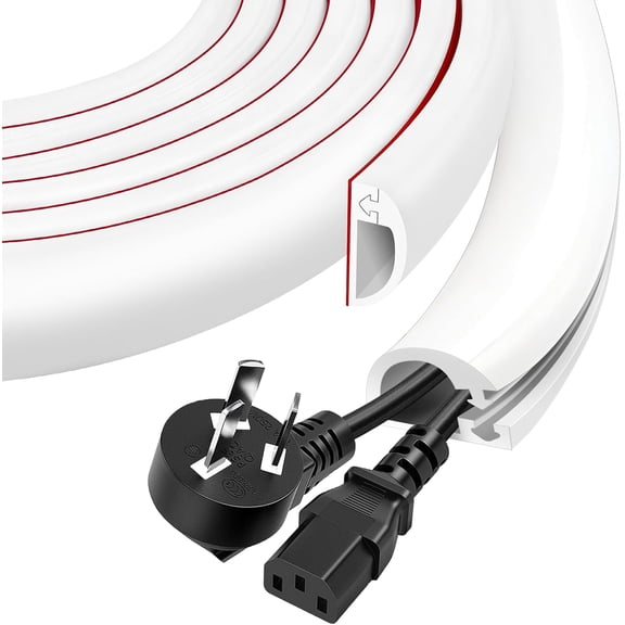 Wall Cord Hider, Flexible Self-Adhesive Wire Cover, Side-Open Cable Raceway for Cords on Wall, Concealer Mounted TV, Home Theater & Office (White, Large -118inch)