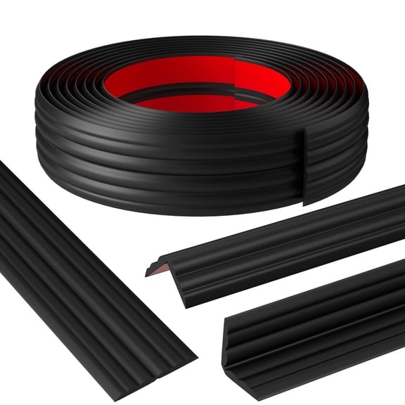Wall & Corner Guard Peel and Stick Trim Moulding Black 1.6" W x 20' L