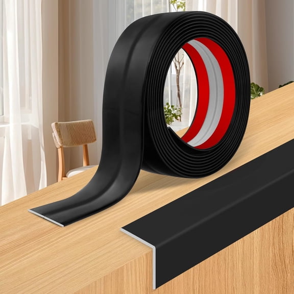 Wall Corner Protector Moulding Trim, 0.8 x 120 Inches, Peel and Stick Self Adhesive, Black