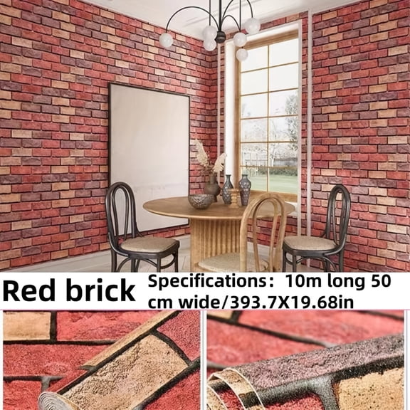 Wall Covering PeelandStick, Sound Dampening, 20X240 In, Red, Fire Resistant, Heat Retention, Water Resistant, 1 Pc, Living Room Feature Walls