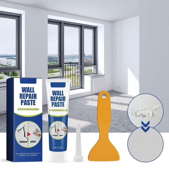 Wall Crack Paste 100ml, Fast-Drying Spackle for Hole and Patch , Mold-Resistant Invisible Wall Filler with Scraper and Tip