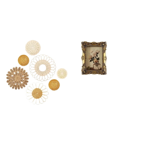 Wall Crafts Rattan Handicraft Woven Picture Frame Elegant Resin Material for Living Room Bedroom Cafe