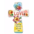 thumbnail image 1 of Wall Cross-Love-Wood w/Metal Flower & Jewel Accents (6.5" x 9.5"), 1 of 1