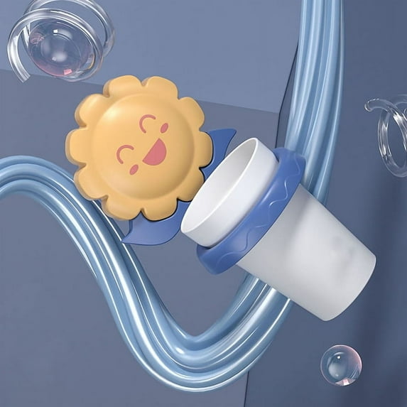 Wall Cup Holder, Wall Mounted Cup Holder with Cup Wall Hanging Toothpaste Stand, Cartoon Toothbrush Cup Holder Set for Kids Bathroom Accessories(Pink Sun Flower)
