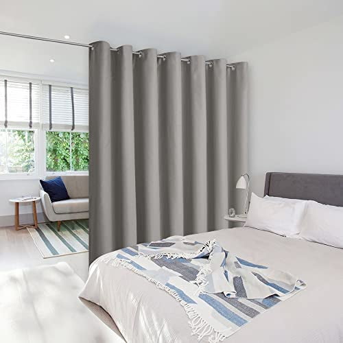 Wall Curtain for Bedroom, Room Divider Curtain for Doorways, Vertical Blind for Sling Door, Privacy Sound Reduction Room Dividers for Patio (Silver Grey, 1 Panel, 8ft Tall x 8.3ft Wide)