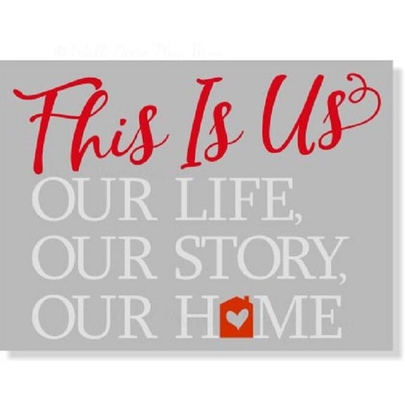 Wall Décor Sticker Quotes This is our Home Vinyl Art Lettering Decals Cherry Red/Light Gray