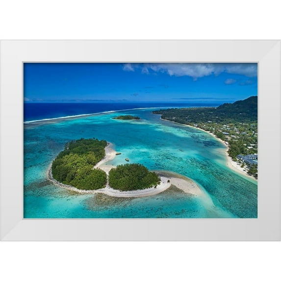Wall, David 24x17 White Modern Wood Framed Museum Art Print Titled - Koromiri Island-Muri Lagoon-Rarotonga-Cook Islands-South Pacific