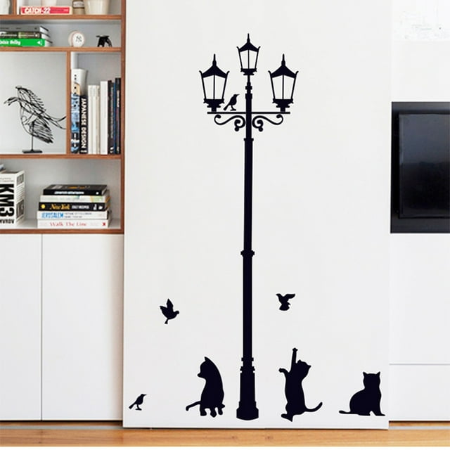 Wall Decal Arch Wall Mount Stickers Cats Street Lamp Lights Stickers