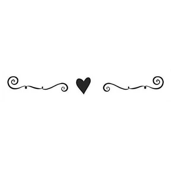 Wall Decal Art, Swirl with Heart Design Home Decor Vinyl Sticker, Black, 20x2.5-Inch