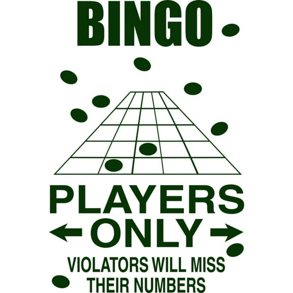 Wall Decal Bingo Players Only Parking Sign Humorous Comical Witty Amusing Comic Witty Entertaiining Whinsical Holiday Gift Decorating Ideas Sticker - Size: 8 Inches X 16 Inches