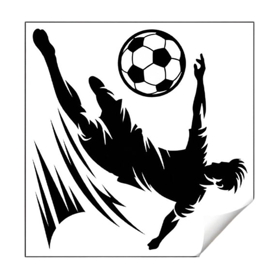 Wall Decal Black Silhouette Soccer Player Peel and Stick 1 Set Sports Theme for Young Bedroom