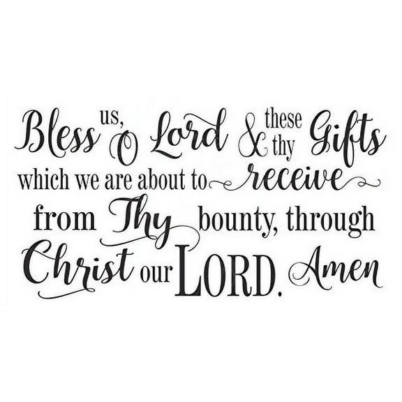 Wall Decal Bless Us O Lord. Vinyl Lettering Wall Decal Religious Prayer Wall Words, 37x20 , Black