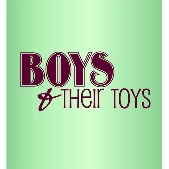 Wall Decal Boys And Their Toys – Car Windshield Bumper Boys Room Teady Bear Trains Dino Dinosaurs Trucks Airplane Holiday Gift Decorating Ideas Sticker - Size: 10 Inches X 20 Inches