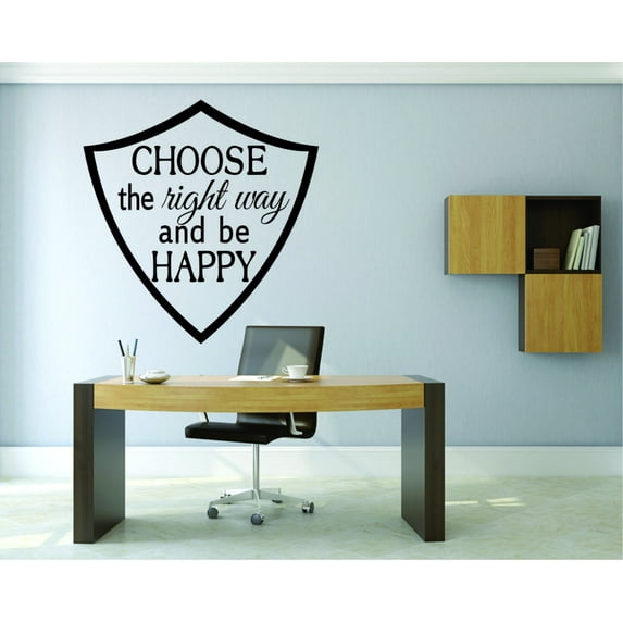 Wall Decal : Choose The Right Way And Be Happy Inspirational Life Quote Bible God 12x18 Inches