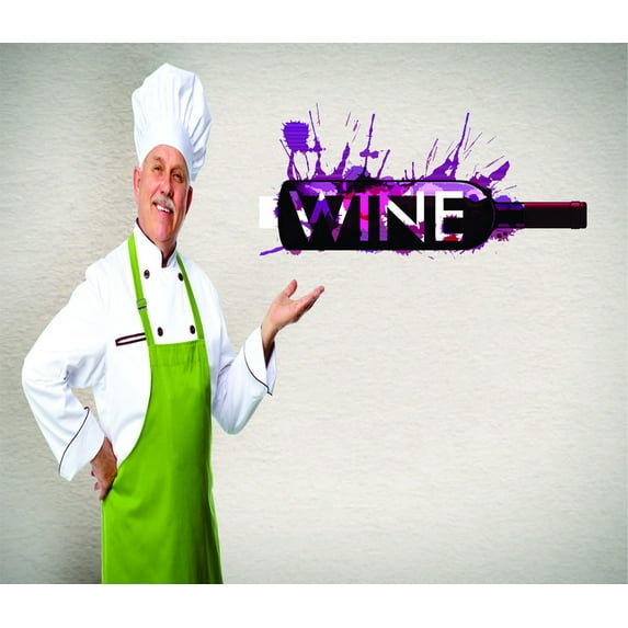 Wall Decal : Colorful Wine Bottle Design 12x18 Inches