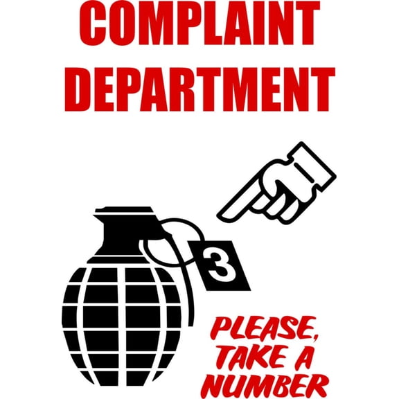 Wall Decal Complaint Department Please Take A Number Humorous Comical Witty Amusing Comic Witty Entertaiining Whinsical Holiday Gift Decorating Ideas Sticker - Size: 20 Inches X 10 Inches