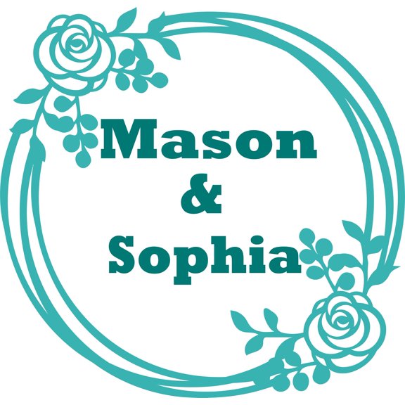 Wall Decal Couple Monogram Flowers Home Family Siblings Friends Friends Gather Entryway Cozy Fireplace Holiday Gift Ideas Sticker - Size: 20 Inches X 20 Inches