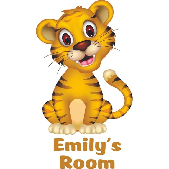 Wall Decal Cute Tiger Tigers Zoo Africa Zebra Lion Safari Jungle Endangered Species Tiger Wilderness Holiday Gift Ideas Sticker - Size: 20 Inches X 12 Inches