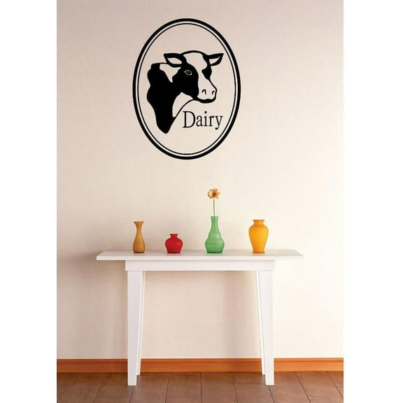 Wall Decal Dairy Cow Cookies Milk Food Kitchen Cook Chef Gourmet Bon Viveur Fancy Holiday Gift Decorating Ideas Sticker - Size: 30 Inches X 45 Inches