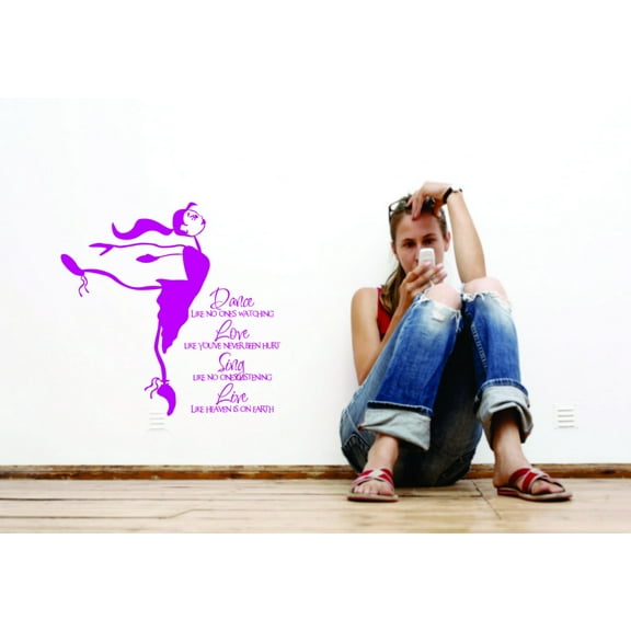 Wall Decal Dance Love Sing Love Inspirational Dancing Inspiration Stimulus Motive Disco Tango Ballerina Gymnastic Gym Holiday Gift Decorating Ideas Sticker - Size: 20 Inches X 20 Inches