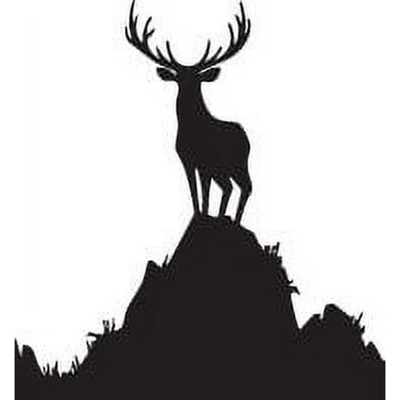 Wall Decal Deer On Mountain Animal Buck Horns Camping Deer Predator Doe Hunting Bow Arrow Bulls Eye Wilderness Camouflage Holiday Gift Ideas Sticker - Size: 36 Inches X 36 Inches