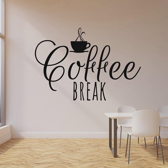Wall Decal Drink Coffee Break Room Cup Cafe Bar Kitchen Interior Decor Vinyl Window Stickers Art Lettering Mural Removable 74x107cm