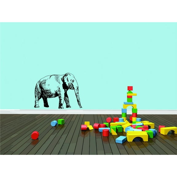 Wall Decal Elephant Tusk Zoological Garden Wildlife Park Zoo Africa Zebra Lion Safari Jungle Endangered Species Tiger Wilderness Holiday Gift Ideas Sticker - Size: 19 Inches X 23 Inches