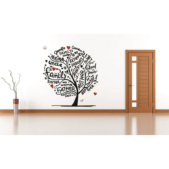 Custom Wall Decal Sticker : Family Tree Grandma Grandpa Mother Father Aunt Uncle Daddy Brother Sister Parents Sweet Home 12x18"