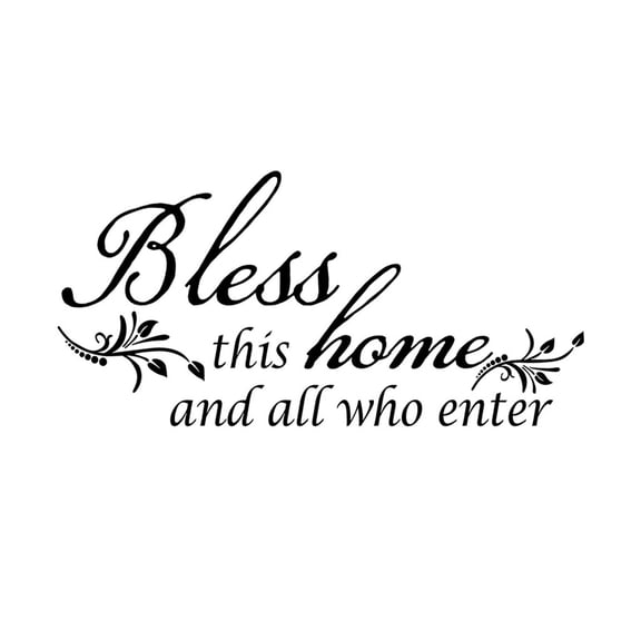 Wall Decal, Inspirational Quote Bless This Home, 1 Piece Peel and Stick Vinyl Wall Sticker, for Living Room Entryway Foyer Family Room Home Decor