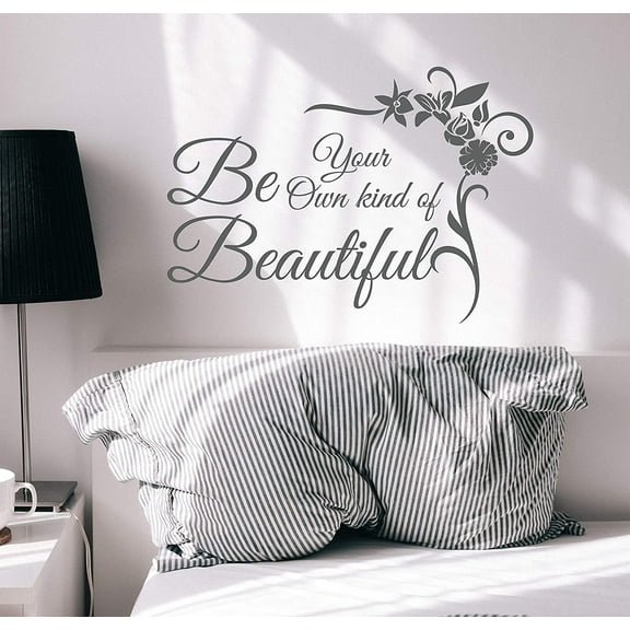 Wall Decal Lettering Be Your Own Kind Beautiful Phrase Quote Vinyl Decor Grey 22.5 in x 16 in
