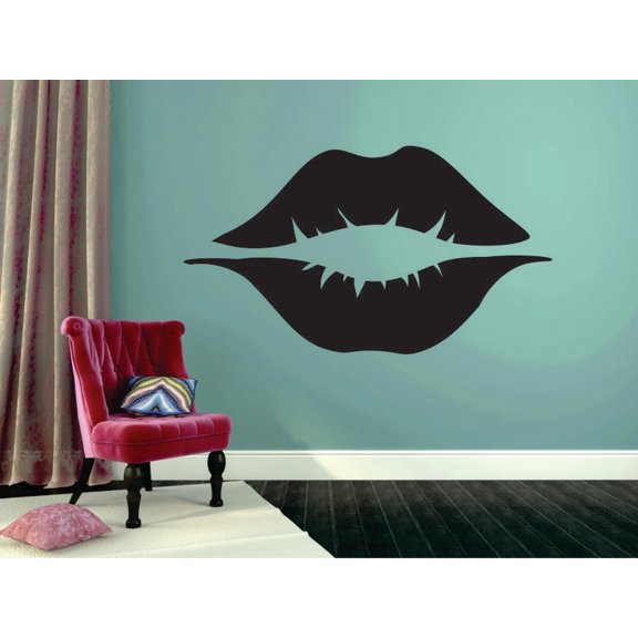 Wall Decal : Lips Kiss Design 12x18 Inches
