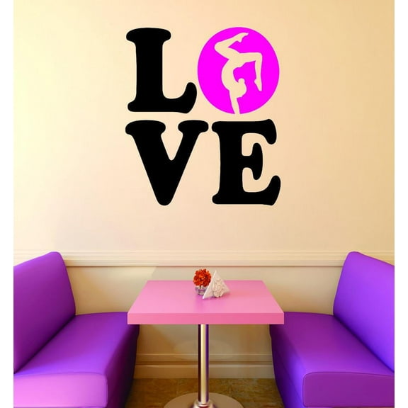 Wall Decal : Love Gymnastics Sign Teen Girl Bedroom Decoration Picture Art Home Decor 10x10